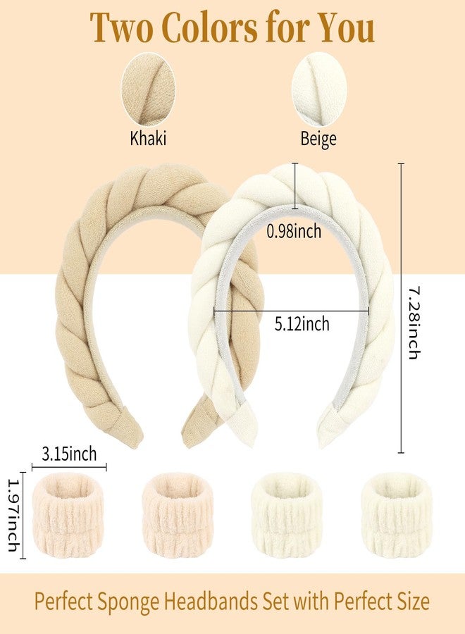 AMCAMI Spa Makeup Headband,6 Pcs Braided Skincare Face Wash Headband with Wristbands,Hair Accessories for Women Daily Face Care & Styling - Image 2